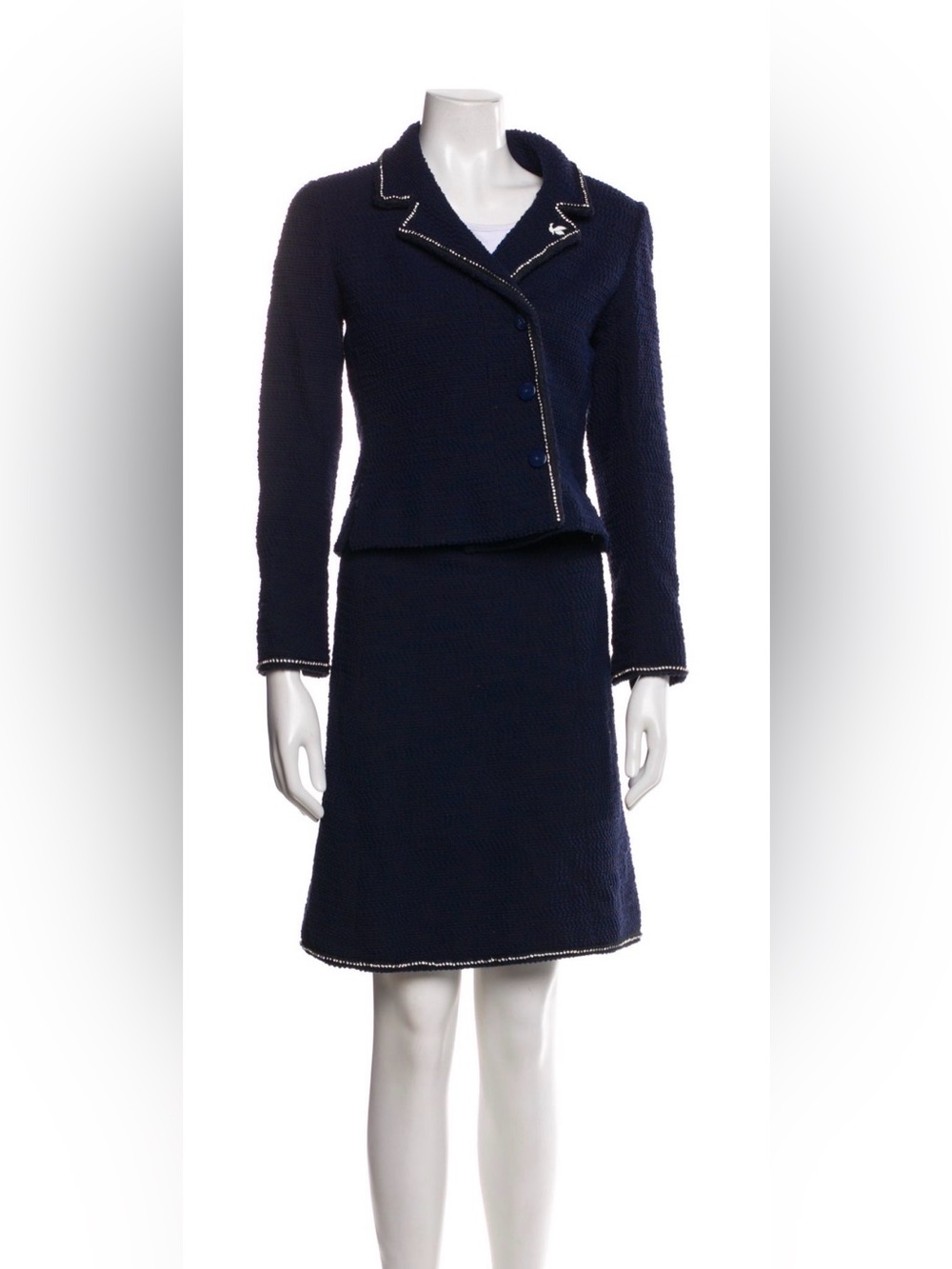 CHANEL Navy Bouclé A-Line suite